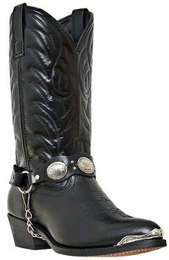 Maverick Mens Soft Leather Ankle Harness Strap Western Cowboy Boots Black New 