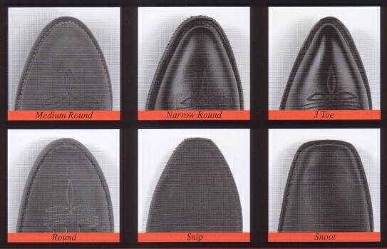 Cowboy Boot Toe Style Chart